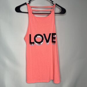 Victoria Secret Sport LOVE Coral Open Back Tank Top Women's size Small